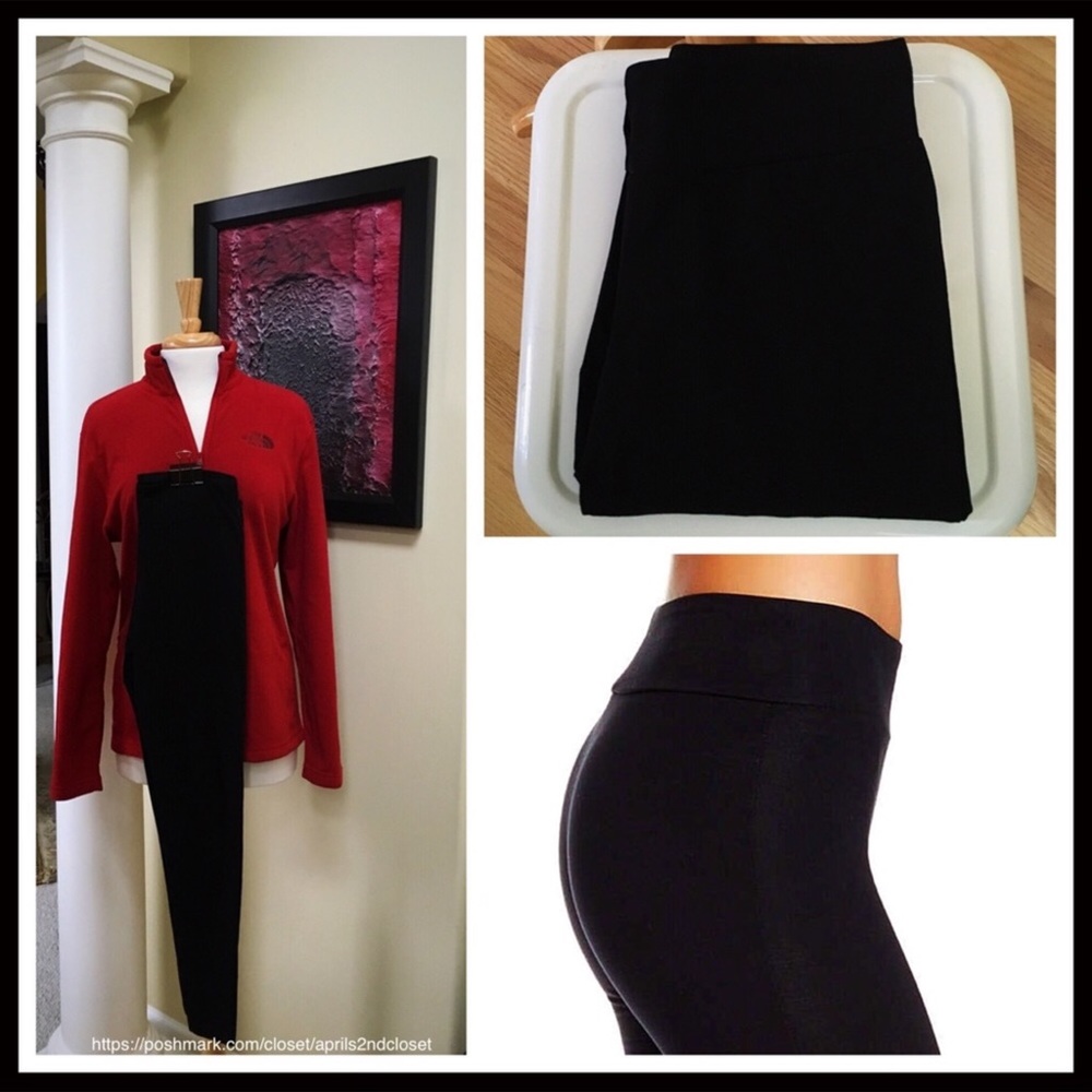 BLACK LEGGINGS KNIT SKINNY PANTS - Picture 5 of 8